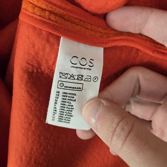 COS Skirt Womens US 8 Mandarin Orange A-Line 1-Pleat 100% Wool‎ Felt Soft NWT - Picture 6 of 9